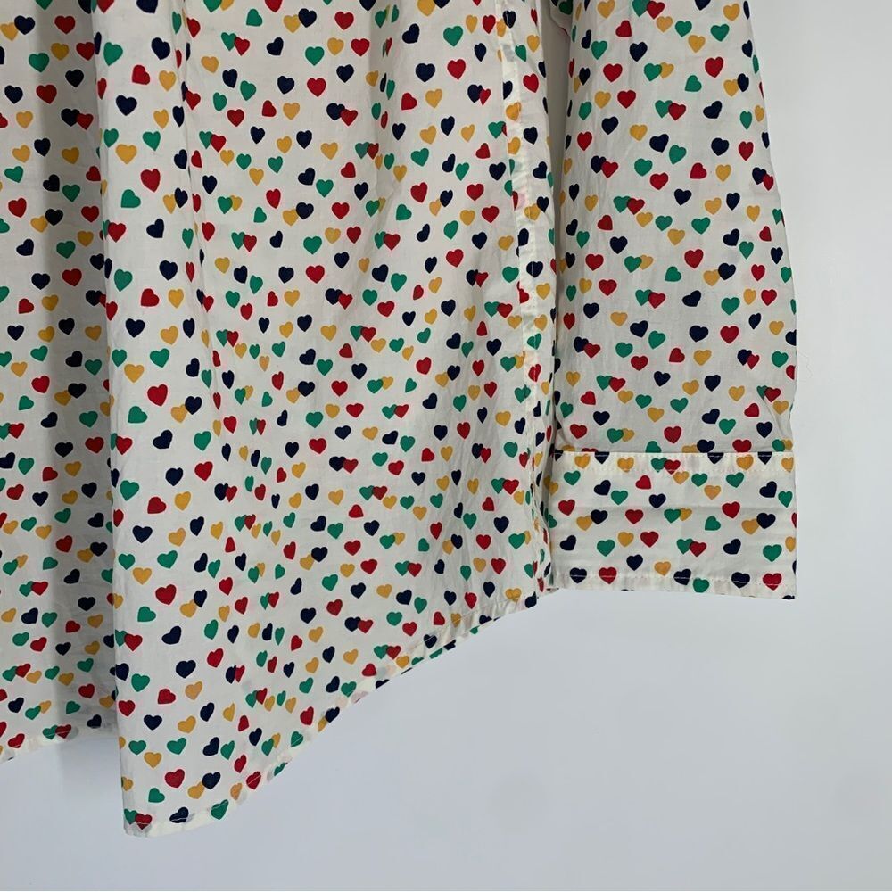 Talbots Size L Multi-Color Heart Print Button Fro… - image 6